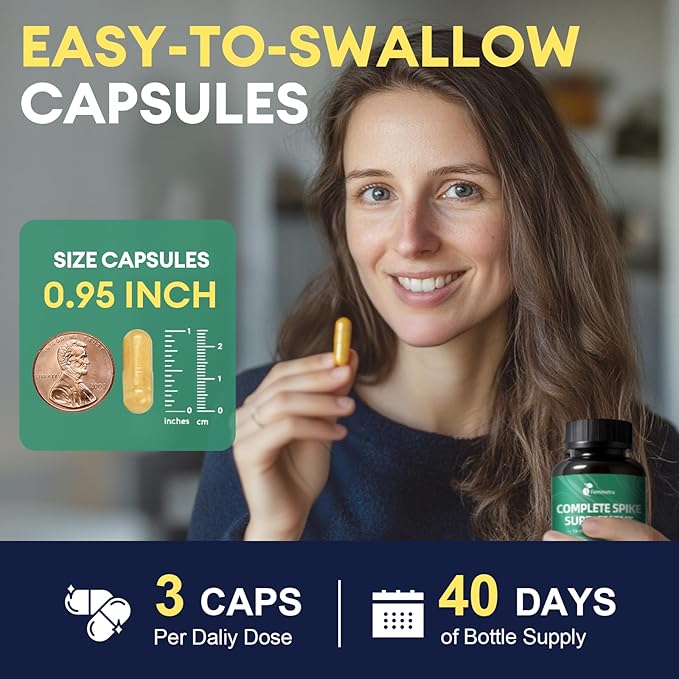 Spike Protein Support Capsules, 8000 FU Nattokinase Supplement with Bromelain and Curcumin, 13-IN-1 Full Spectrum Spike Support Supplement for Immune & Antioxidant Health, Vegan, Non-GMO, 120 Capsules
