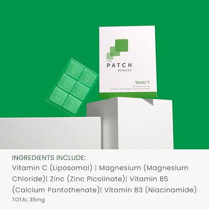 The Patch Remedy Multi V Patches - Vitamin Plus Blend with D3, K2, Magnesium Chloride, Zinc, Liposomal C, Potassium, Iodide, Biotin Plus More