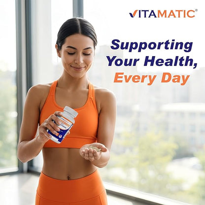 Vitamatic Advanced Sleep Aid with Melatonin - 120 Vegetable Capsules Made with B6, Magnesium, L-Theanine, L-Tryptophan, 5-HTP, GABA, Valerian, Chamomile, Passion Flower, Ashwagandha & Black Pepper