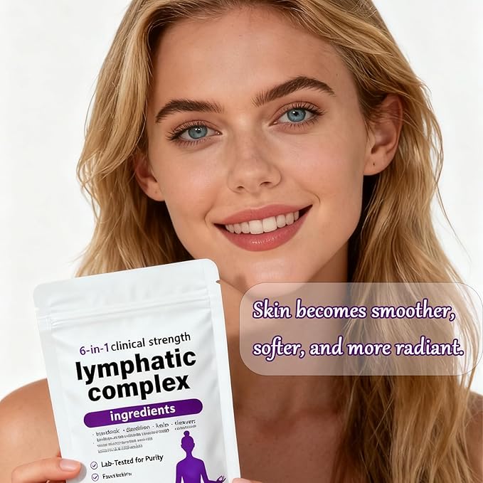 RESONA 6-in-1 Lymphatic Complex Capsules – Lymphatic Drainage Supplements, Balancing cortisol & Skin Vitality – Herbal Blend – 60 Capsules (1pc)