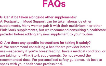 Pink Stork Postpartum Mood Support - Postnatal Hormone Balance for Women - Breastfeeding Friendly New Mom Essentials - Ashwagandha, Chamomile, & Vitamin D - Stress & Mood, 60 Capsules