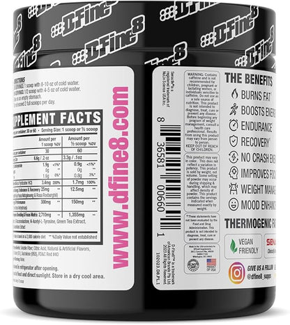 Thermogenic Pre-Workout Energy Powder & Shredding Supplement, Boost Energy Mood & Focus, Sugar Free, Contains Senactiv, Endurance, 300mg Caffeine, N-Acetyl-L-Tyrosine (Pink Lemonade)