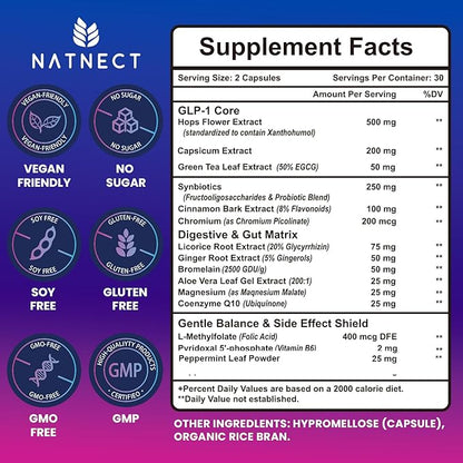 GLP-1 Supplement Support, GLP Activate Natural Formula, GLP-1 Supplement for Metabolic, Energy, GLP-1 Support, Take Before Meal (60 Capsules)