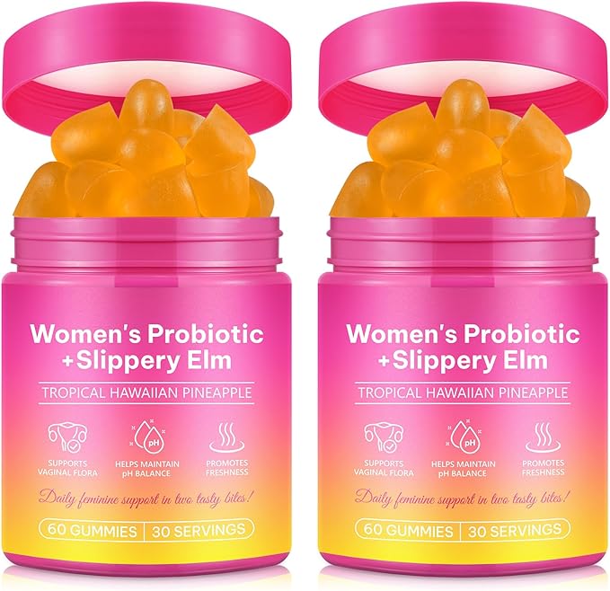 2 Pack Women's Probiotic Gummies for Vaginal Health - pH Balance & Immune Support Supplement, Pineapple Flavor, 120 Count | Feminine Care Vitamins for Women