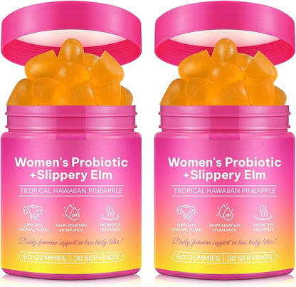 2 Pack Women's Probiotic Gummies for Vaginal Health - pH Balance & Immune Support Supplement, Pineapple Flavor, 120 Count | Feminine Care Vitamins for Women
