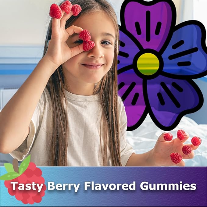 Children's Melatonin Gummies 2.5mg | 100% Drug-Free Sleep Aid | Non-Habit Forming | Supports Restful Sleep & Regular Sleep Cycle | Natural Ingredients | Berry Flavor | 60 Count