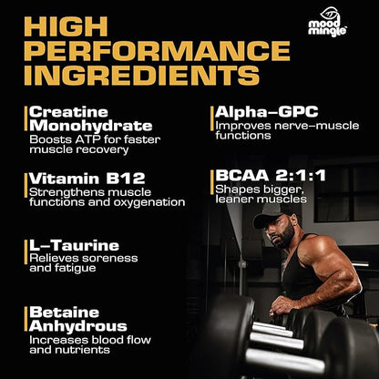 Creatine Monohydrate Gummies 5g for Men Women - Sugar Free Chewable Vegan Supplement - Enhanced Formula with Vitamin B12 L-Taurine Betaine Anhydrous Alpha-GPC BCAA 2:1:1