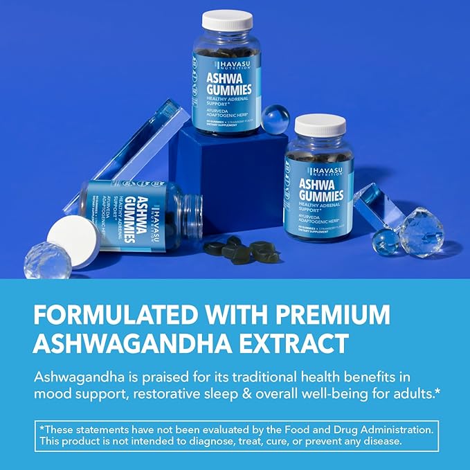 Ashwagandha Gummies for Stress & Mood Support - Vegan, Non-GMO Supplement for Calm & Relaxation - Withania Somnifera for Enhanced Sleep Quality & Emotional Balance - 1-Month Supply, Strawberry Flavor