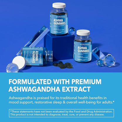 Ashwagandha Gummies for Stress & Mood Support - Vegan, Non-GMO Supplement for Calm & Relaxation - Withania Somnifera for Enhanced Sleep Quality & Emotional Balance - 1-Month Supply, Strawberry Flavor