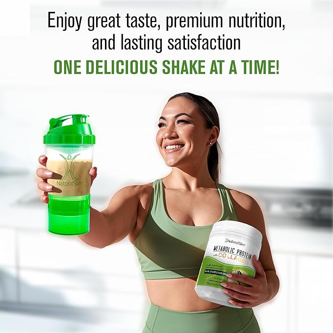 NaturalSlim Metabolic Protein Powder with Collagen, whey protein powder shake, Hydrolyzed Collagen with L-Glutamine for Metabolic Support, Digestion, Skin, Joints & Muscle, Low Carb 17.06 oz Vanilla