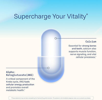 ProHealth, Ca AKG Supplement (Alpha Ketoglutarate) (1,000 mg per 2 Capsule Serving, 60 Capsules). Supports Cellular Energy, Metabolic Function and Healthy Aging Processes (3 Pack)
