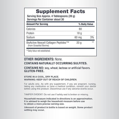 NeoCell Super Collagen Peptides Powder | 30 Servings | Unflavored | Types I & III | Grass Fed Bovine Supplement | Hair, Skin, & Nails | for Women and Men
