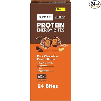 RXBAR Protein Energy Bites, Gluten Free Protein Balls, Dark Chocolate Peanut Butter, 21.1oz Box (24 Bites)