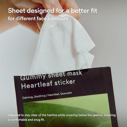 Abib Gummy Sheet Mask Sedum Hyaluron Sticker 10 Sheets (Moisturizing) I Korean Face Mask for Sensitive Skin, Soothing & Redness Relief, Daily Skincare Treatment, K-Beauty Sheet Mask