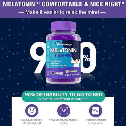 Melatonin Gummies 30mg for Adults - Maximum Strength Melatonin Gummies for Relaxation & Soothing, Exogenous Melatonin Supplement with FOS for Immune, Gut Health and pH Balance, Sugar Free -120 Counts