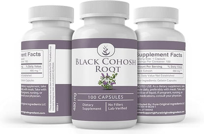 Pure Original Ingredients Black Cohosh Root, (100 Capsules) Always Pure, No Additives Or Fillers, Lab Verified