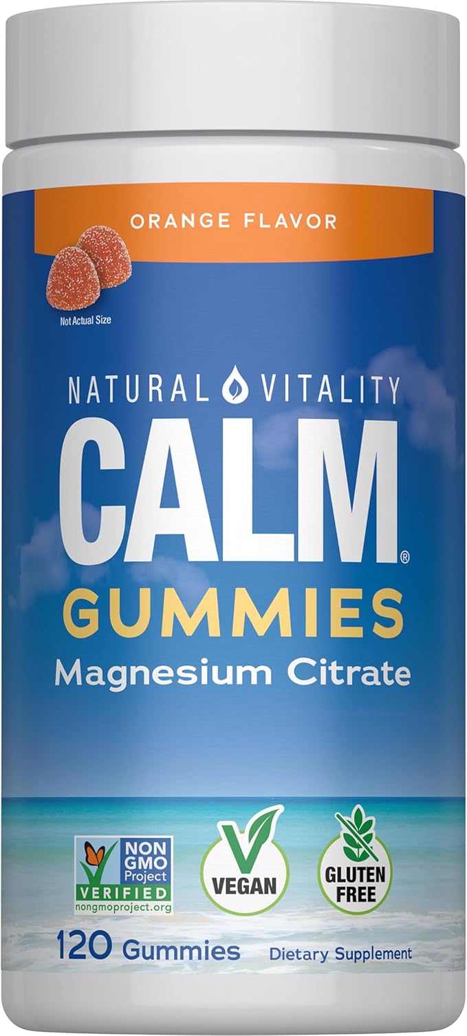 Natural Vitality Calm Magnesium Gummies | 330mg Per Serving | Orange Flavored Supplement | Gluten-Free & Vegan | 120 Count