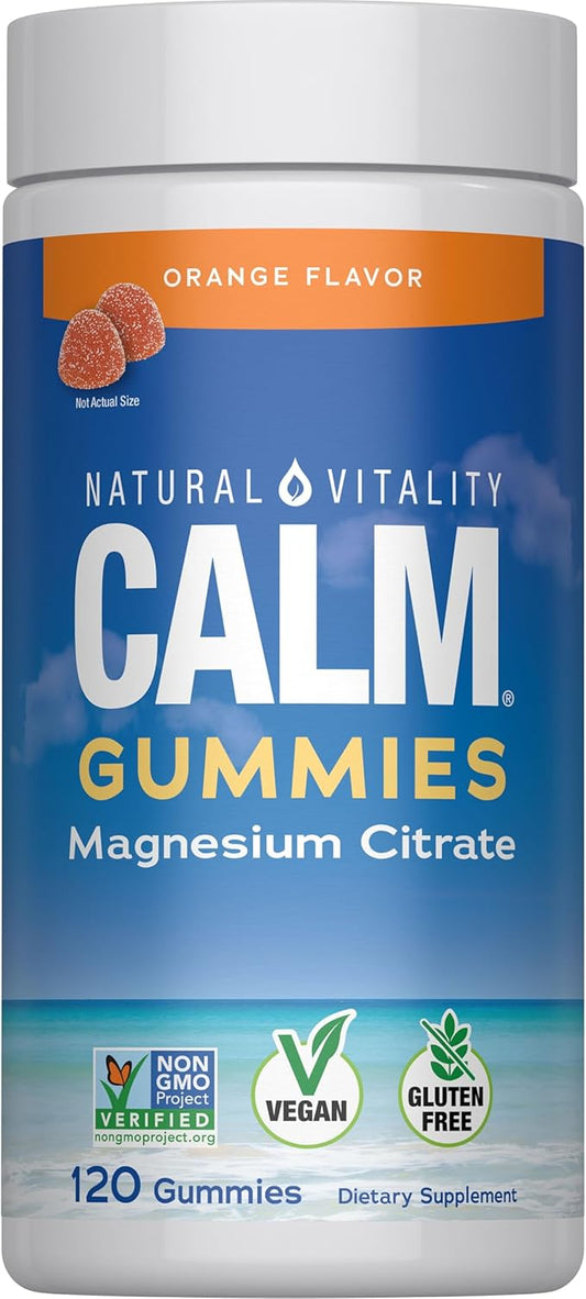 Natural Vitality Calm Magnesium Gummies | 330mg Per Serving | Orange Flavored Supplement | Gluten-Free & Vegan | 120 Count