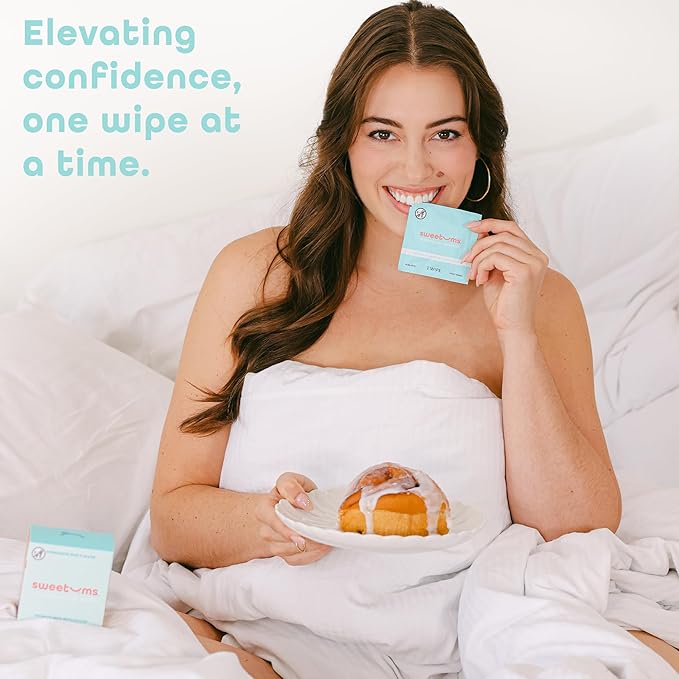 Sweetums Feminine Wipes For Women, Individually Wrapped - pH Balanced Biodegradable Flavored Intimate Wipes - Cinnamon Bun, Pack of 10
