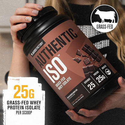 Jacked Factory Authentic ISO Whey Protein Isolate Powder - Low Carb, Non-GMO Muscle Building Protein w/No Fillers, Post Workout Recovery, Dark Chocolate - 25 Servings
