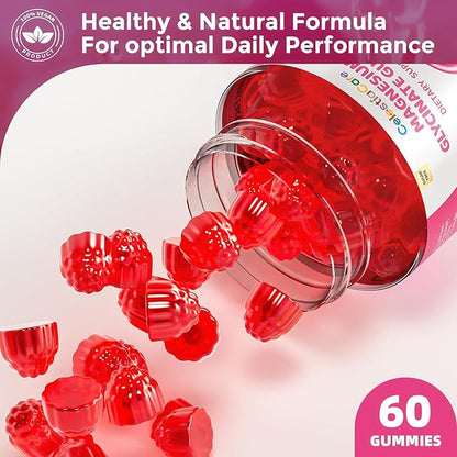 Magnesium Glycinate Gummies, High Absorption, Muscle & Nerve Support, Calm & Relaxation, Bone Health, Zero Sugar, Vegan, Gluten Free, 60 Count