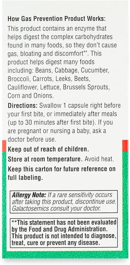Equate Gas and Bloating Relief Prevention, Food Enzyme Dietary Supplement Capsules 100 Count (Pack of 1) - Set By Basket Goods