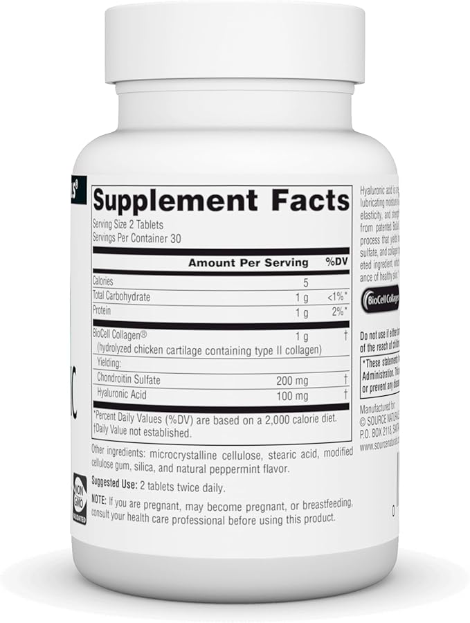 Source Naturals Hyaluronic Acid, 50mg, 60 Tablets