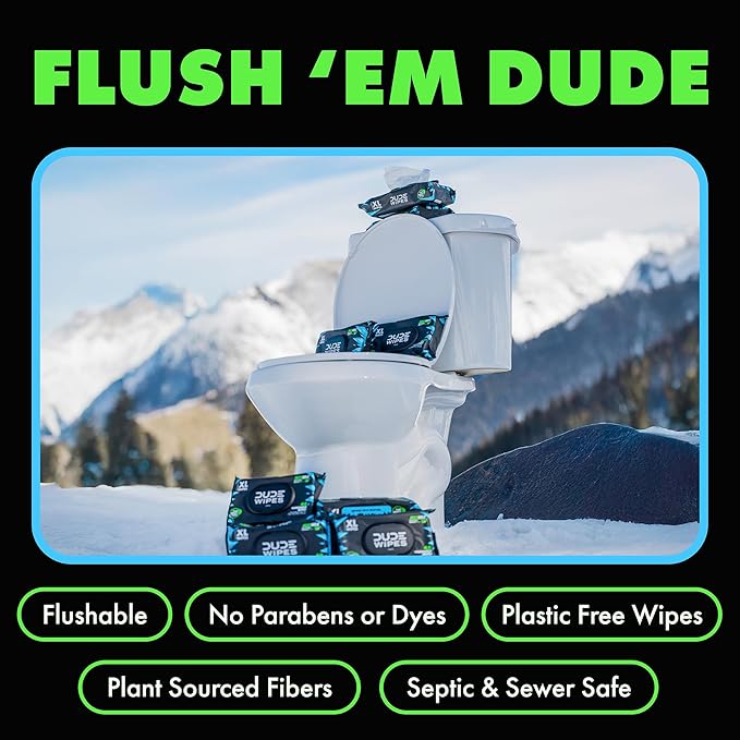 DUDE Wipes MentHOLE XXtreme Flushable Wipes - Menthol Infused Extra-Large Adult Wet Wipes - 1 Pack (48 Count), Travel Pack - Infused with Menthol for a Cooling Sensation - Septic and Sewer Safe
