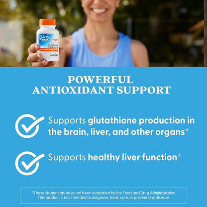 Doctor's Best NAC Detox Regulators Supplement for Men & Women - N-Acetyl Cysteine 600 mg, Liver Health Support, NAC Capsules with Selenium & Molybdenum, Supports Antioxidant Defense - 60 Veg Caps