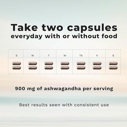 LifeSeasons Essentials Ashwagandha - Stress & Sleep Support Supplement - Calm & Focused Mind - Improves Athletic Performance & Brain Function - 900mg per 2 Capsules - 60 Capsules