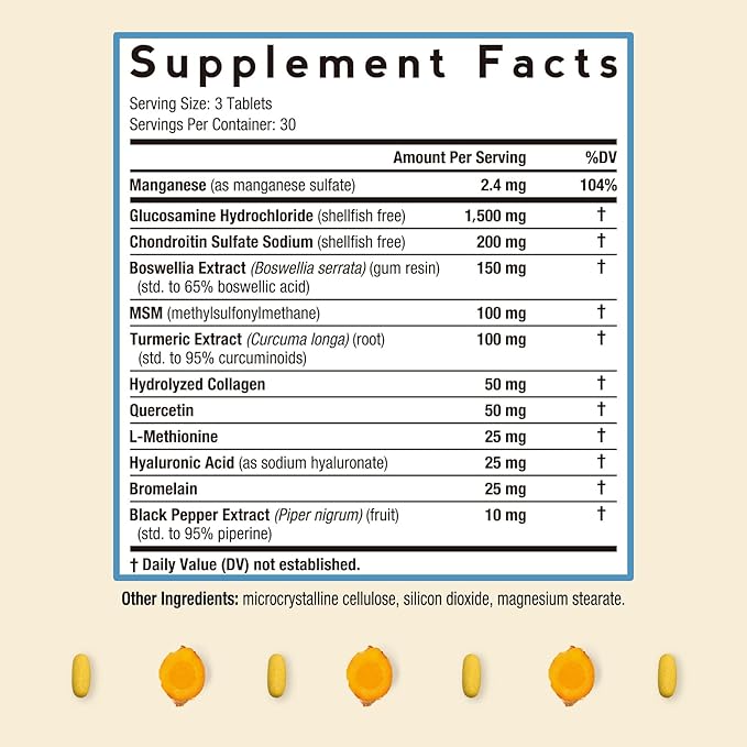 Doctor's Recipes Glucosamine Chondroitin MSM Turmeric Quercetin, with Black Pepper for High Absorption, No Shellfish, 90 Tablets