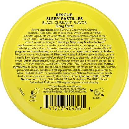 RESCUE Bach Sleep PASTILLES, Black Currant Flavor, Sleep Aid Lozenges, No Melatonin, Homeopathic, Flower Essences, 35 Count