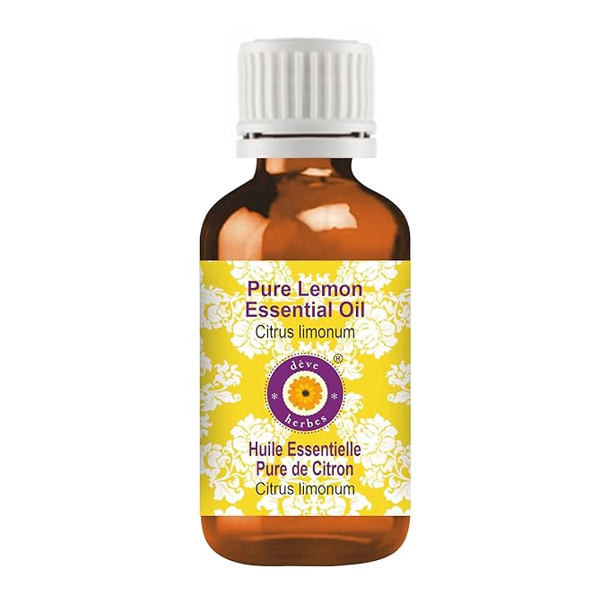 Deve Herbes Pure Lemon Essential Oil (Citrus limonum) Steam Distilled 100ml (3.38 oz)