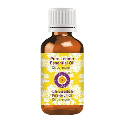Deve Herbes Pure Lemon Essential Oil (Citrus limonum) Steam Distilled 100ml (3.38 oz)