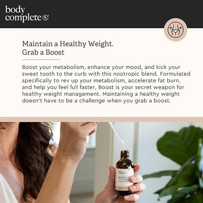 BODY COMPLETE RX Boost Drops with Maca Root, Amino Acids, L Glutamine, Niacin, and Rhodiola for Energy, Digestion, and Thyroid Support for Women, Plant Based, 60 ML