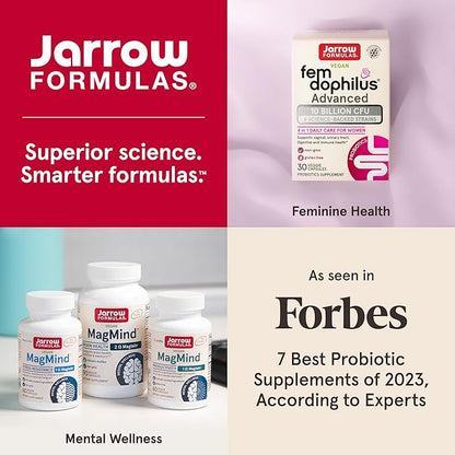Jarrow Formulas Fem-Dophilus Vaginal Probiotics 1 Billion CFU with 2 Science-Backed Strains, Dietary Supplement for Vaginal & Urinary Tract Support, 30 Capsules, Up to a 30 Day Supply, Shelf-Stable