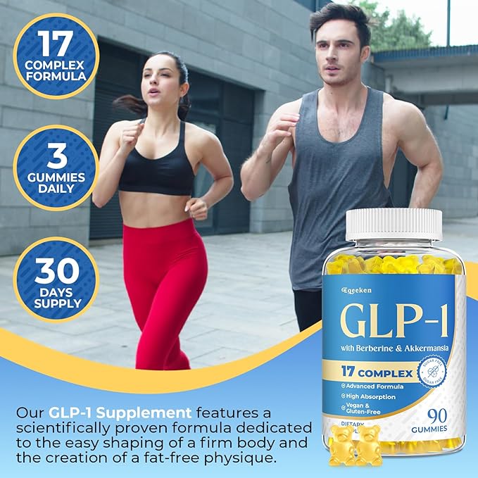 GLP-1, GLP-1 Supplement for Women & Men | 17-in-1 Scientific Formula GLP1 Gummies with Berberine, Akkermansia for Nutrient Absorption, Metabolism Digestion & Gut, No Stomach Discomfort, 90 Gummies