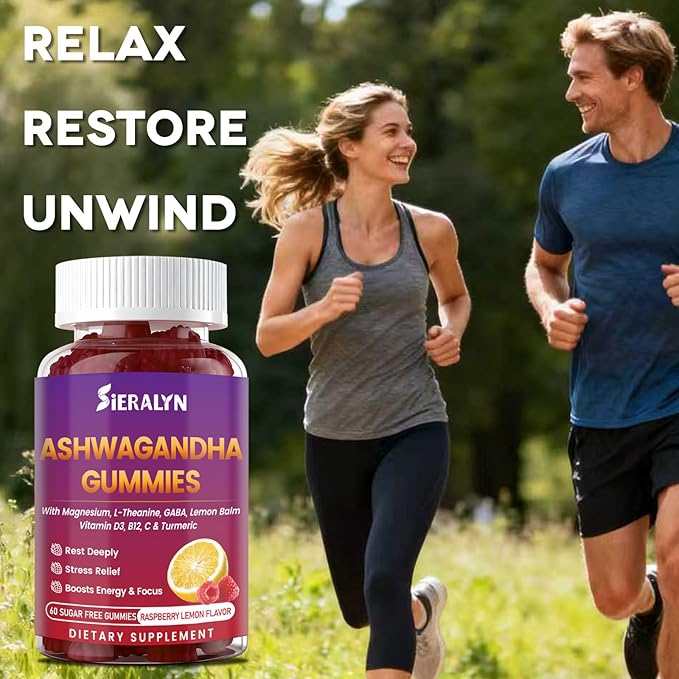 Ashwagandha Gummies 2000mg, Ashwagandha Supplements for Women Men with L-Theanine, GABA, Magnesium, Vitamins – Stress Relief, Immune & Mood Support, Sugar-Free, Vegan, Non-GMO, 120 Count