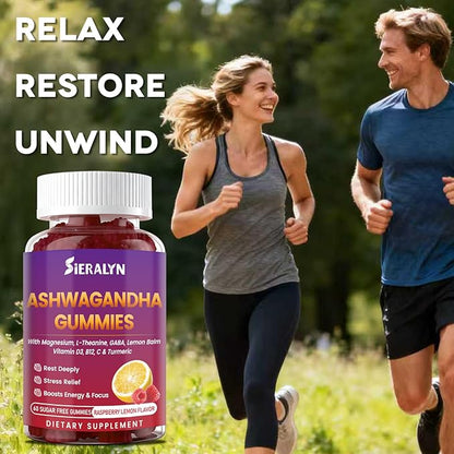 Ashwagandha Gummies 2000mg, Ashwagandha Supplements for Women Men with L-Theanine, GABA, Magnesium, Vitamins – Stress Relief, Immune & Mood Support, Sugar-Free, Vegan, Non-GMO, 60 Count