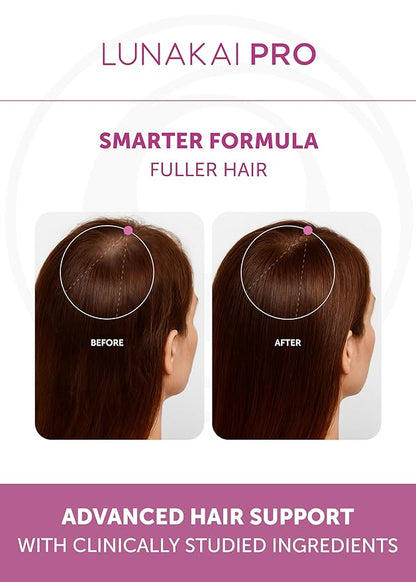Lunakai PRO USA Made Hair Growth Supplement for Women - Advanced 20 Nutrient with Marine Collagen, Saw Palmetto, Biotin & Keratin - Daily Hair Vitamins for Thicker Strands - 90 Capsules