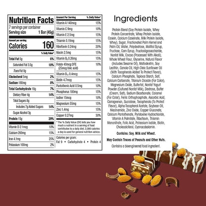 BestMed - High Protein Nutrition Bar - Low-Carb, 15g Protein, Low Sugar, High Fiber, Low Calorie, Meal Replacement Bar (Chocolate Almond, 1 Box - 7 Count)