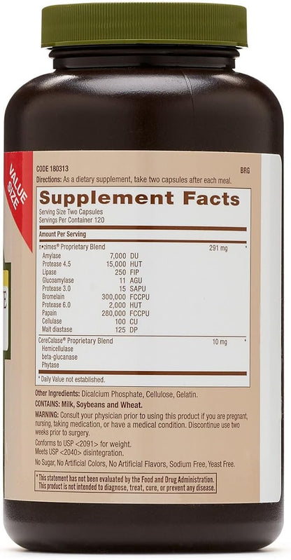 GNC Natural Brand Super Digestive Enzymes, Supports Protein, Carbohydrate and Fat Digestion, 240 Capsules