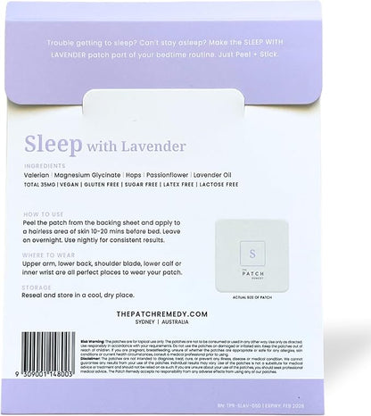 The Patch Remedy Sleep with Lavender Patch | Valerian, Passionflower, Hops, Magnesium Glycinate, Lavender | 30 Patches