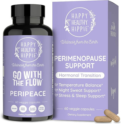 Perimenopause Supplements for Women - Hot Flash, Night Sweat, Mood & Sleep Support | Vegan Hormone Balance Capsules with KSM-66 Ashwagandha, Shatavari & Black Cohosh | Estrogen-Free, 60ct