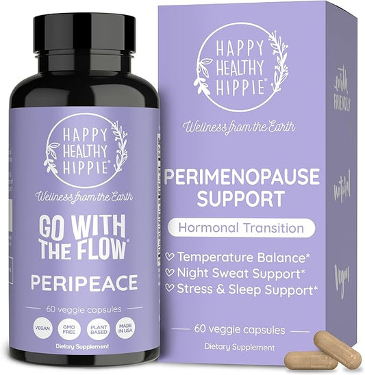 Perimenopause Supplements for Women - Hot Flash, Night Sweat, Mood & Sleep Support | Vegan Hormone Balance Capsules with KSM-66 Ashwagandha, Shatavari & Black Cohosh | Estrogen-Free, 60ct