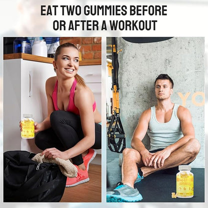 HMB and Leucine Gummies, with 3000mg HMB and L-Leucine Supplement for Muscle Recovery, Muscle Mass & Improve Endurance, for Men & Women, Non GMO, Vegan,Gluten Free, Lemon Flavor, 120 Gummies