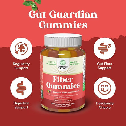 Tasty Prebiotic Fiber Gummies for Adults - High Fiber Supplement Gummies Vitamins for Adults with Prebiotic Soluble Chicory Root for Immunity and Digestive Support - Non GMO Vegan - 120 count