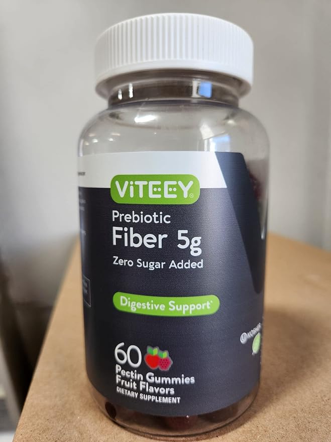 Viteey Prebiotic Fiber Gummies for Adults, 5g - Gut Health & Digestive Soluble Fiber Supplement Gummies - Zero Sugar Added, Vegan, Gluten-Free - 120 Count