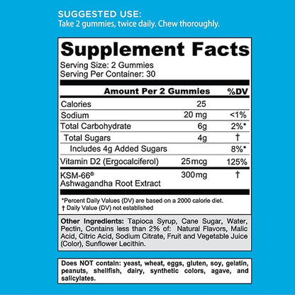 Goli Ashwagandha & Vitamin D Gummy 120 Count - Relax. Restore. Unwind. (Mixed Berry, KSM-66, Vegan, Plant Based, Non-GMO, Gluten-Free & Gelatin Free), Pack of 2