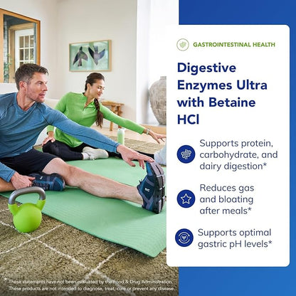Pure Encapsulations Digestive Enzymes Ultra with Betaine HCl - Vegetarian Digestive Enzyme Supplement to Support Protein, Carb, Fiber, and Dairy Digestion* - 180 Capsules